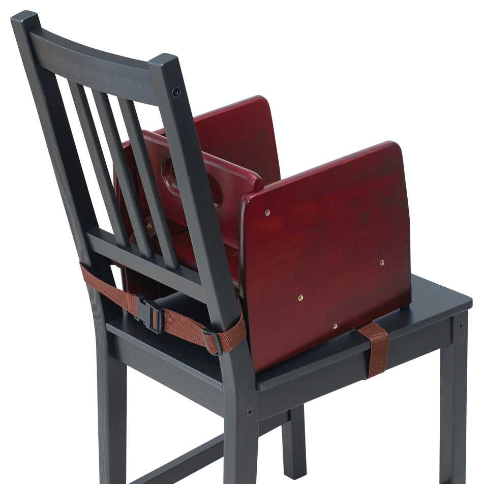 Winco CHB-703 11-3/4 Inch Booster Seat Wood with Waist and Chair Straps Mahogany Finish