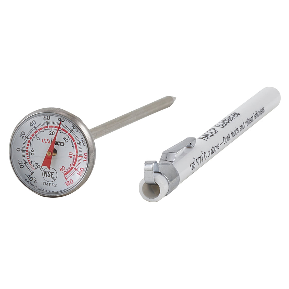Winco TMT-P2 Pocket Thermometer 1 Inch Dial Face with Case and Clip