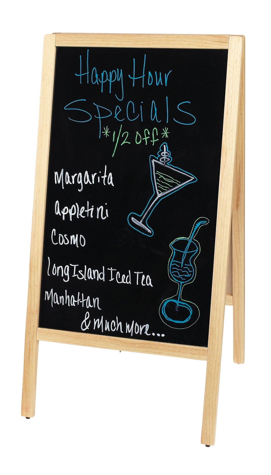 Winco MBAF-1 20-3/8 Inch Compact Dual-sided Sidewalk Marker Board Wood Frame