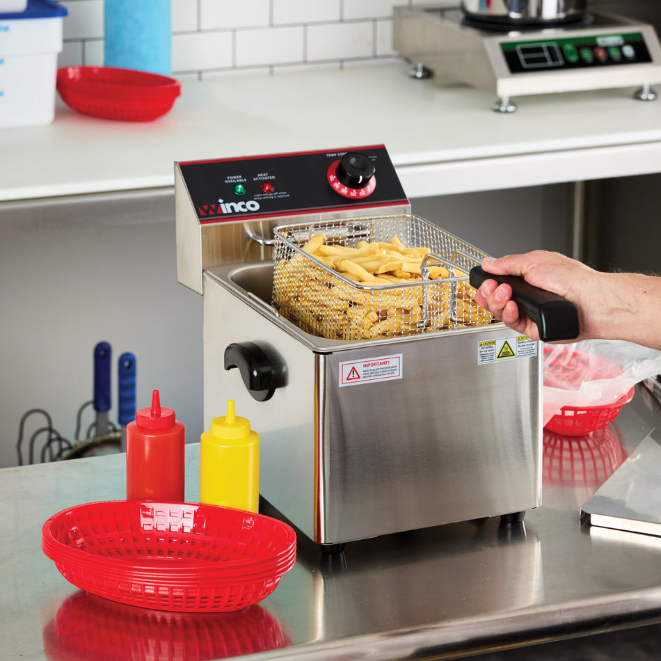 Winco EFS-16 11 Inch Deep Fryer Electric Countertop 16 lb Oil Capacity with Fry Basket