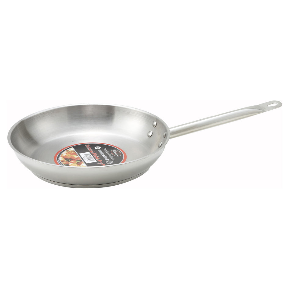Winco SSFP-9 9-1/2 Inch Fry Pan Tri-Ply Aluminum Core Riveted Handle Stainless Steel