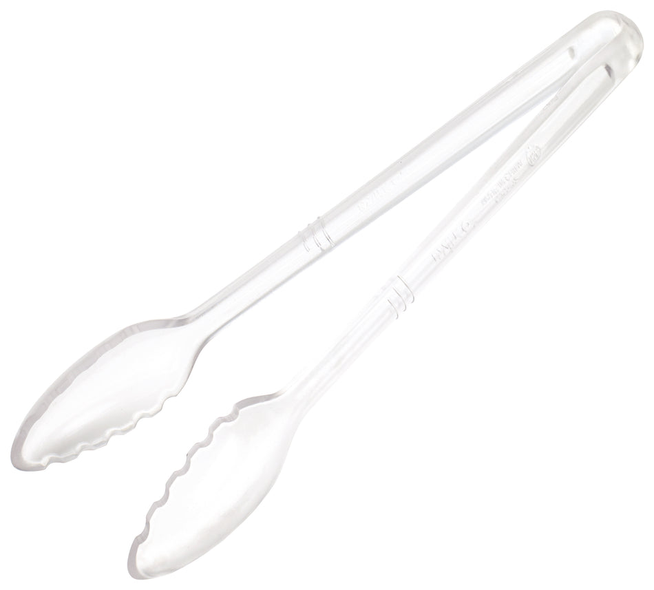 Winco CVST-12C 12 Inch Serving Tong Heat Resistant Polycarbonate Clear