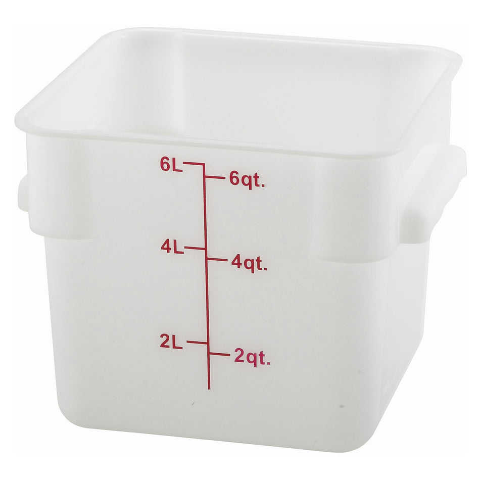 Winco PESC-6 6 Qt Food Storage Container Polypropylene Built-in Handles White