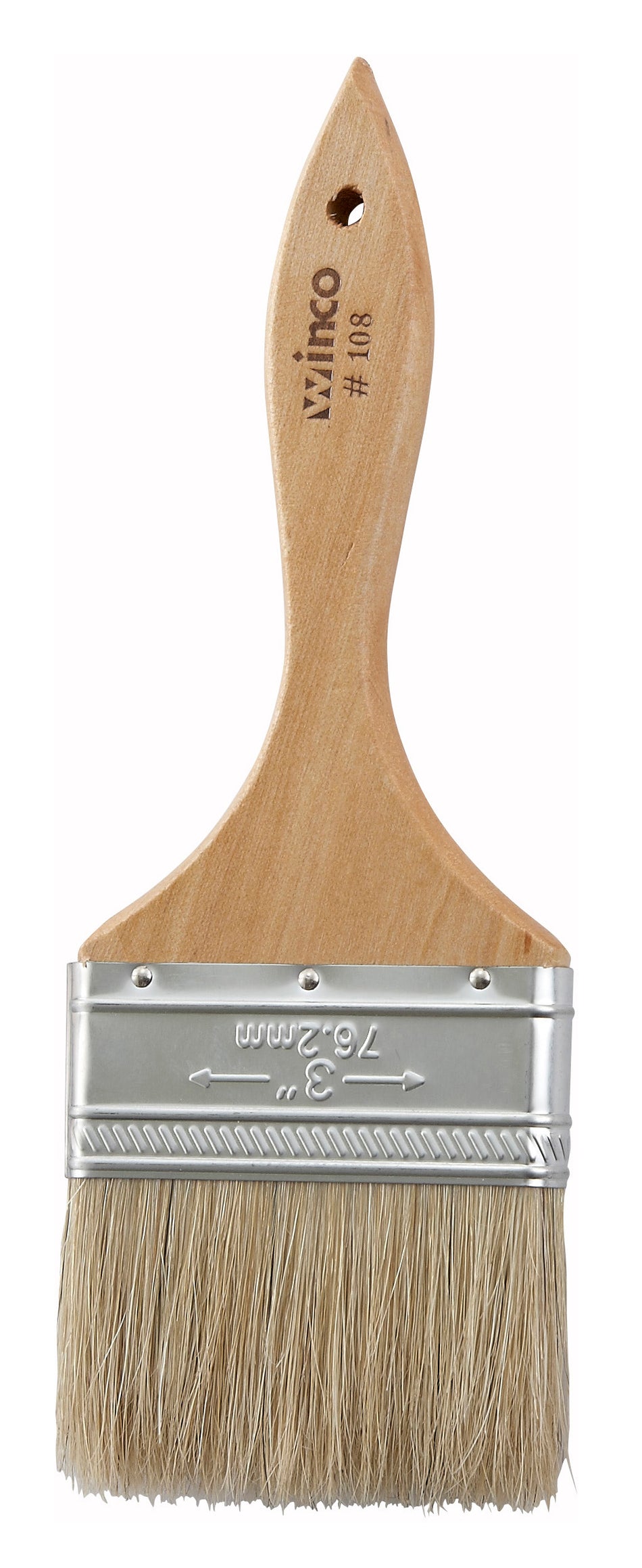 Winco WBR-30 3 Inch Boar Hair Pastry Brush with Wooden Handle and Metal Ferrules