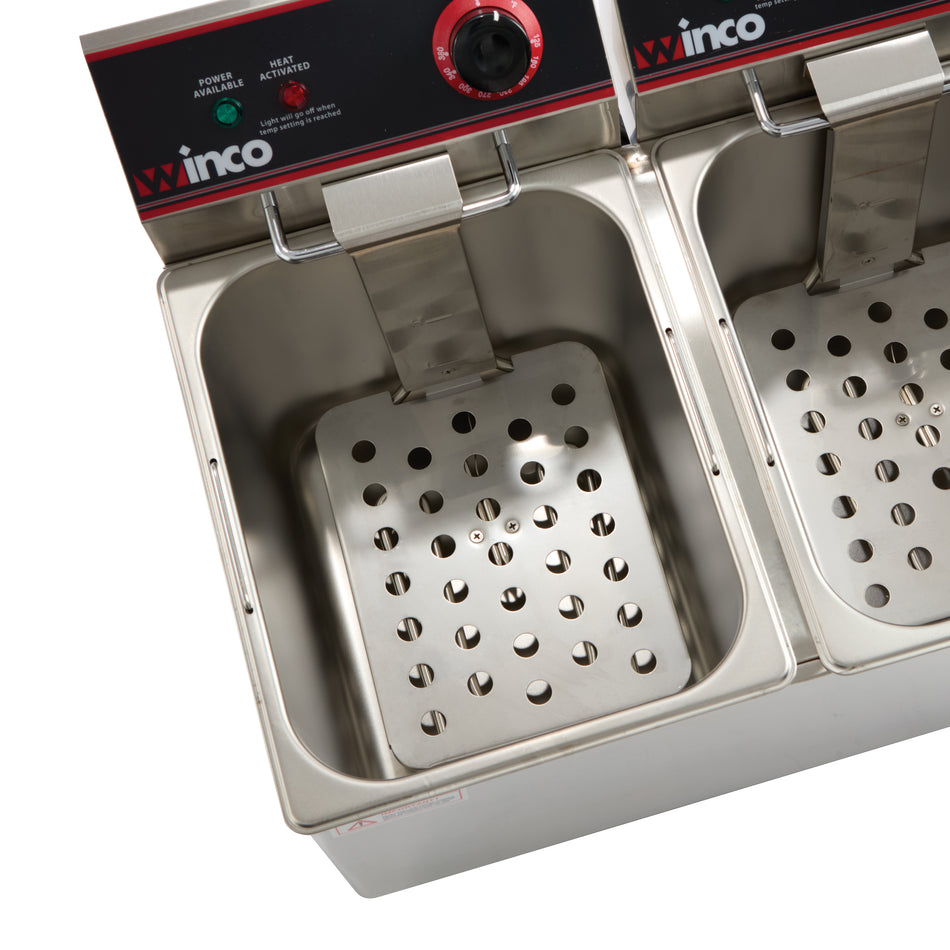 Winco EFT-32 21 Inch Electric Deep Fryer with 2 Tanks and Covers