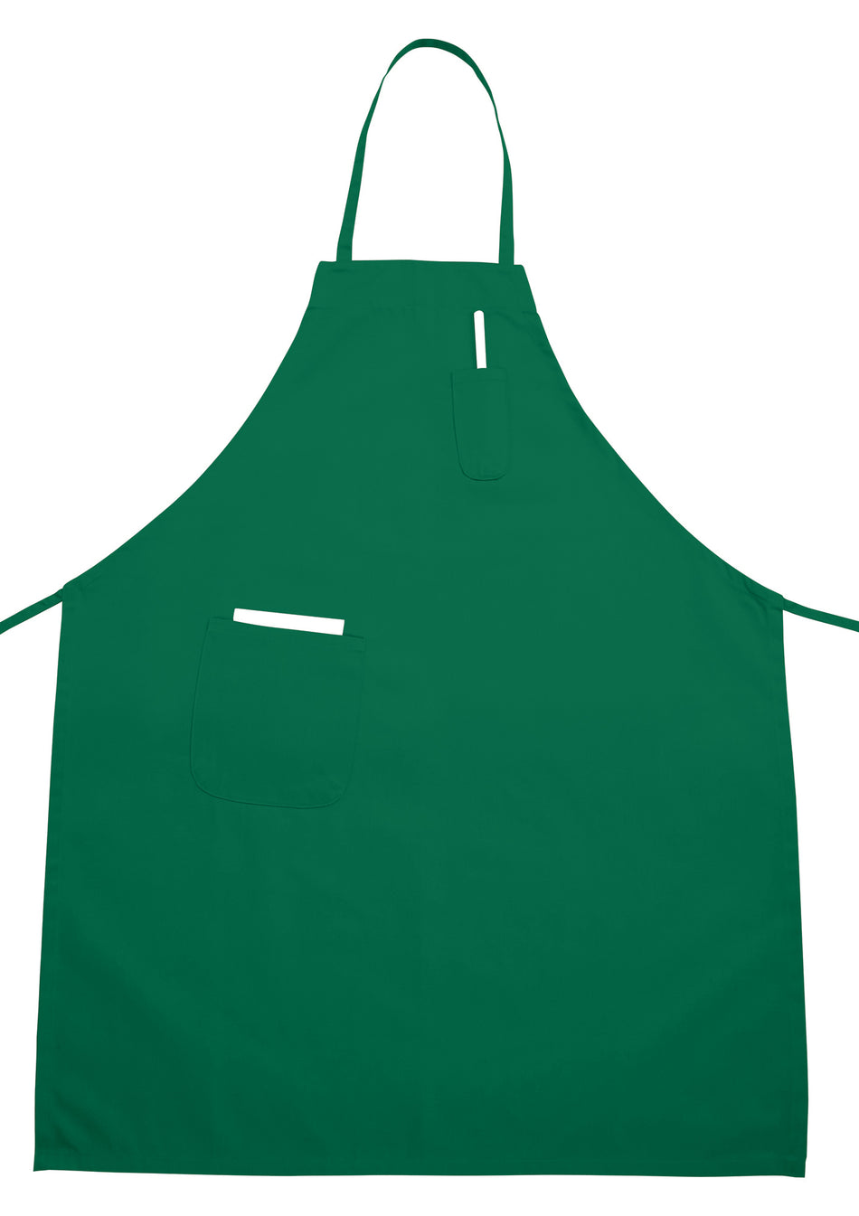 Winco BA-PLG 33 Inch Bib Apron with 2 Pockets Green Poly-Cotton Blend
