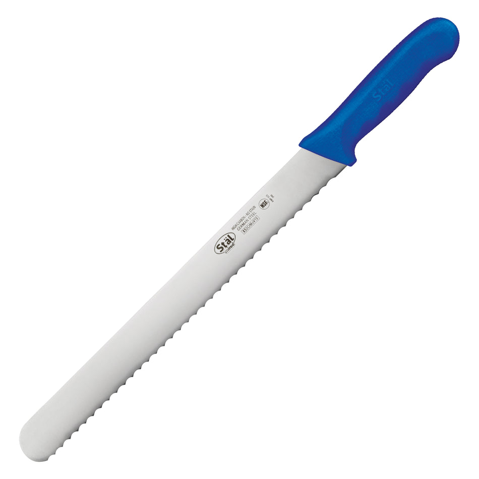 Winco KWP-121U 12 Inch Blade Polypropylene Blue Wavy Edge Knife