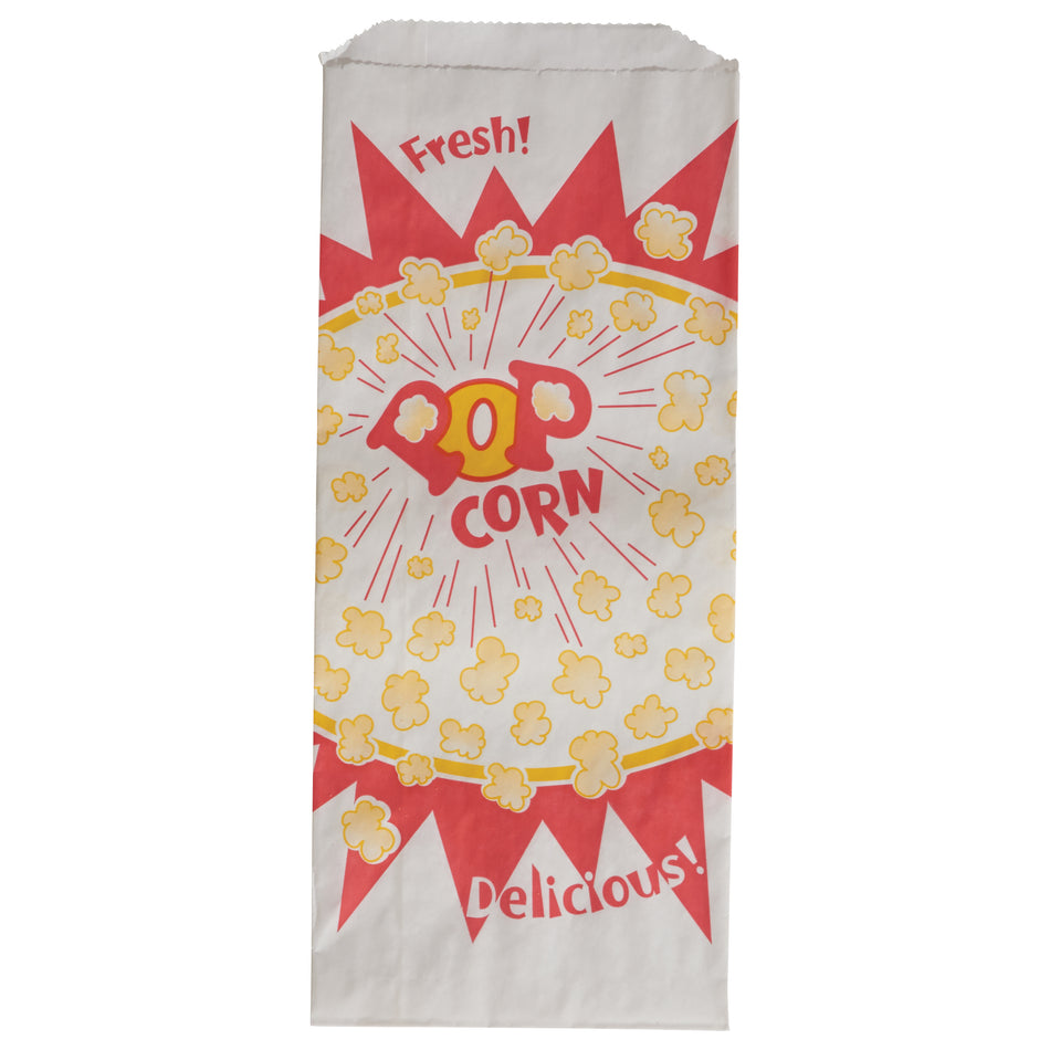Winco 41003 2 Oz Benchmark Popcorn Paper Bag 5-1/4 Inch Disposable 1000 Bags