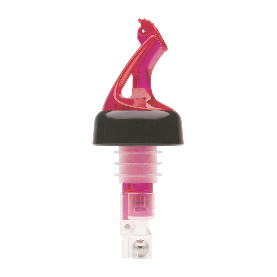 Winco BMP-5100R Bar Maid 1 oz "Premium Pour" Measured Pourers with Flip Top and Black Collar, Red - 12 Pieces/Pack