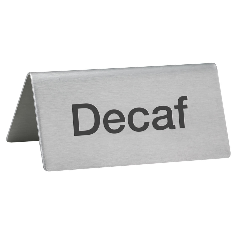 Winco SGN-102 3 Inch Beverage Tent Sign Decaf Stainless Steel