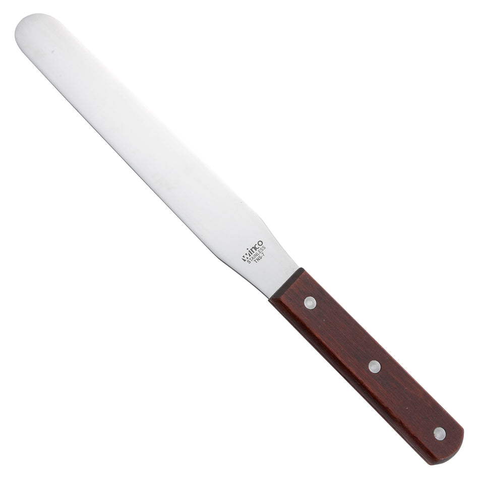 Winco TNS-7 7-15/16 Inch Blade Bakery Spatula Wood Handle Satin Finish