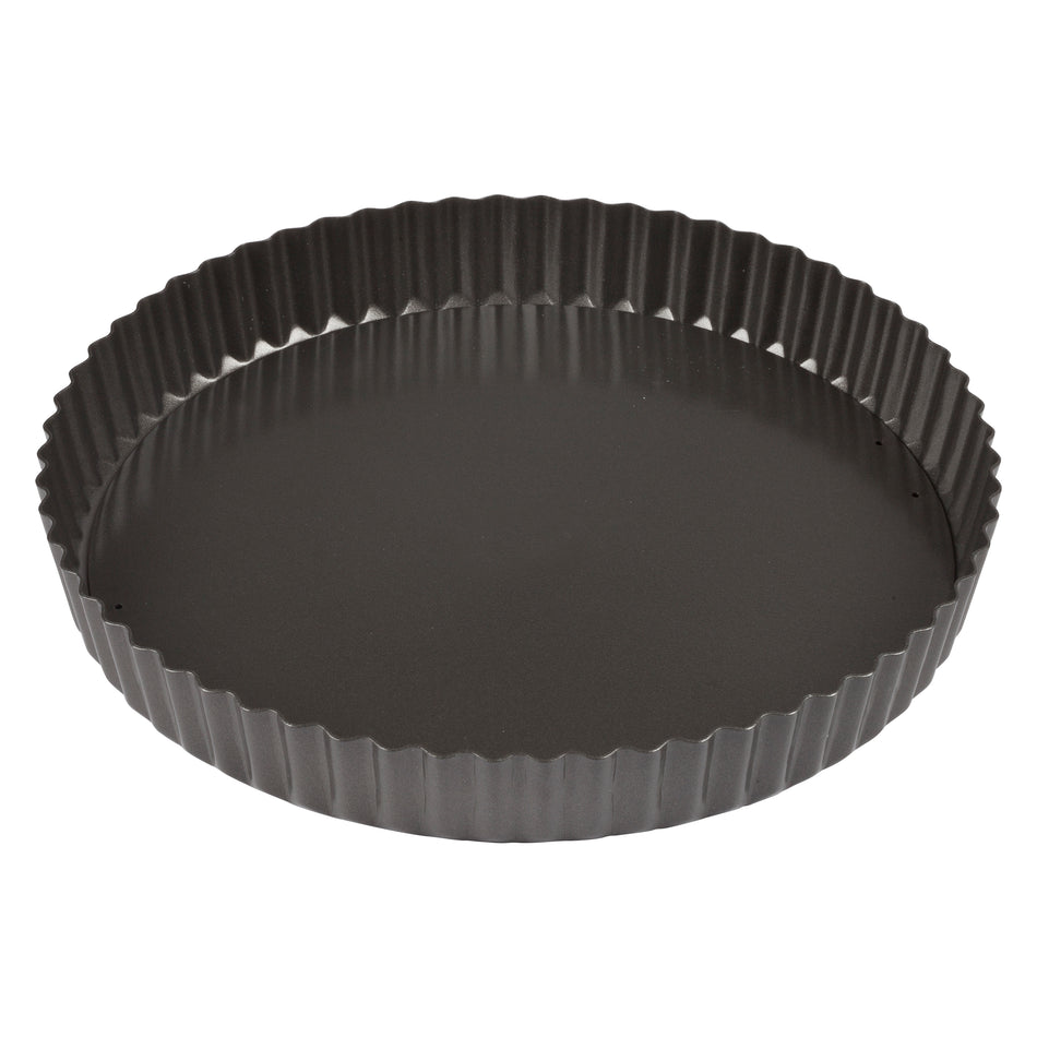 Winco FQP-10 10 Inch Diameter Quiche Pan Round Fluted Removable Bottom Coated Steel