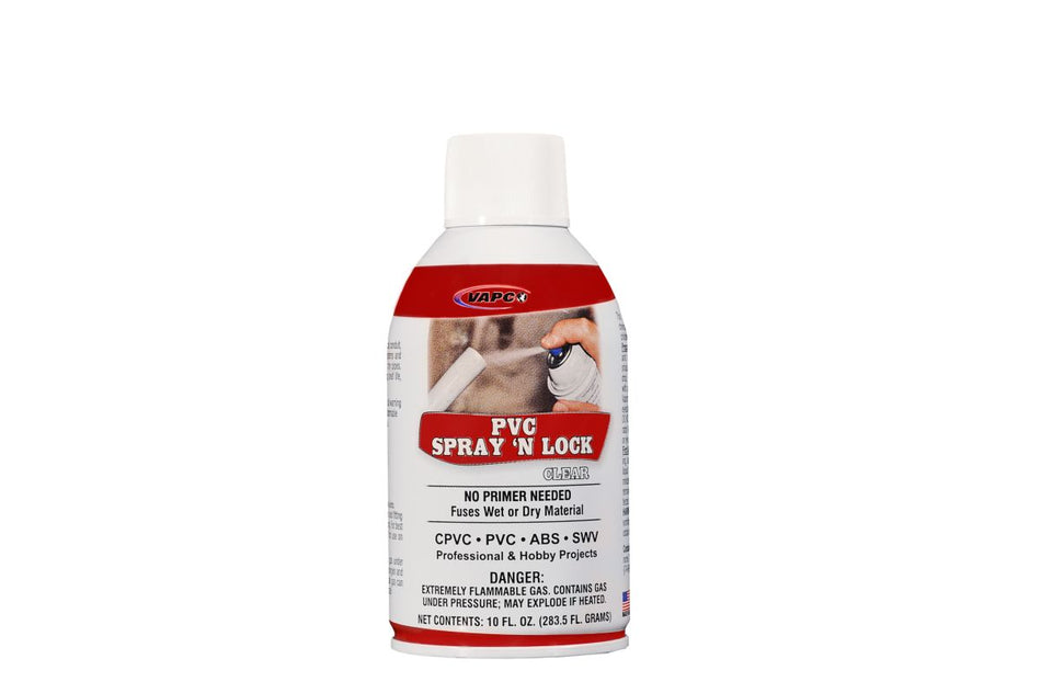 Vapco PVC-SNLC, PVC SPRAY 'N LOCK is an aerosol chemical bonding solvent for use with PVC, CPVC, ABS and SWV material., 10 Fluid Ounce