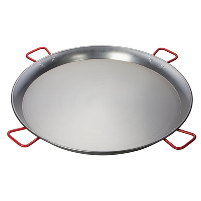 Winco CSPP-35 35-1/2 Inch Round Paella Pan - 4 Handles Polished Carbon Steel from Spain