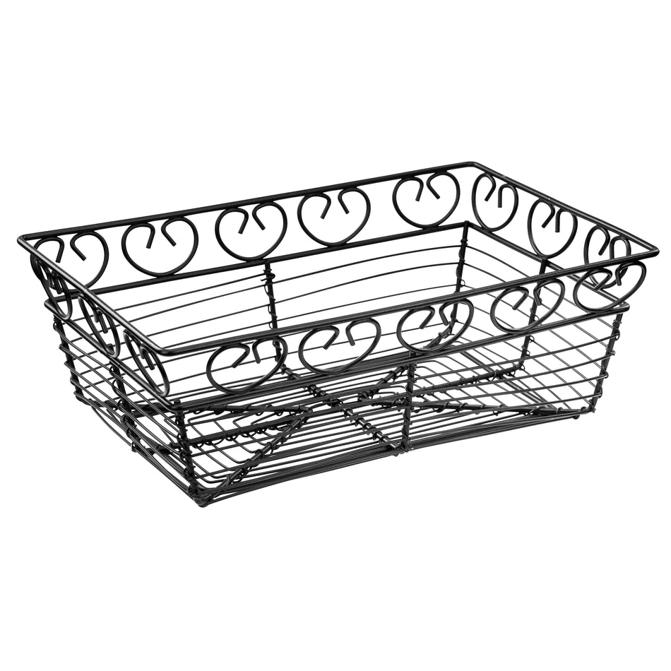 Winco WBKG-9 9 Inch Black Rectangular Bread/Fruit Basket Metal Wire Construction