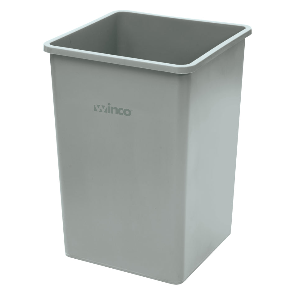 Winco PTCS-35G 35 Gallon Square Trash Can LDPE Gray for Indoor Use