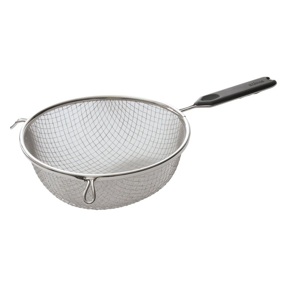 Winco MSTP-8DF 14 Inch Mesh Strainer Double Fine Mesh Plastic Handle Stainless Steel
