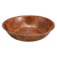 Winco WWB-10 10 Inch Diameter Round Salad Bowl Woven Wood Hand Wash