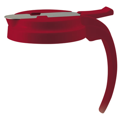 Winco PSUD-RLID Lid for 32 Oz and 48 Oz Syrup Dispenser Plastic Red with Stainless Steel Slide Cover