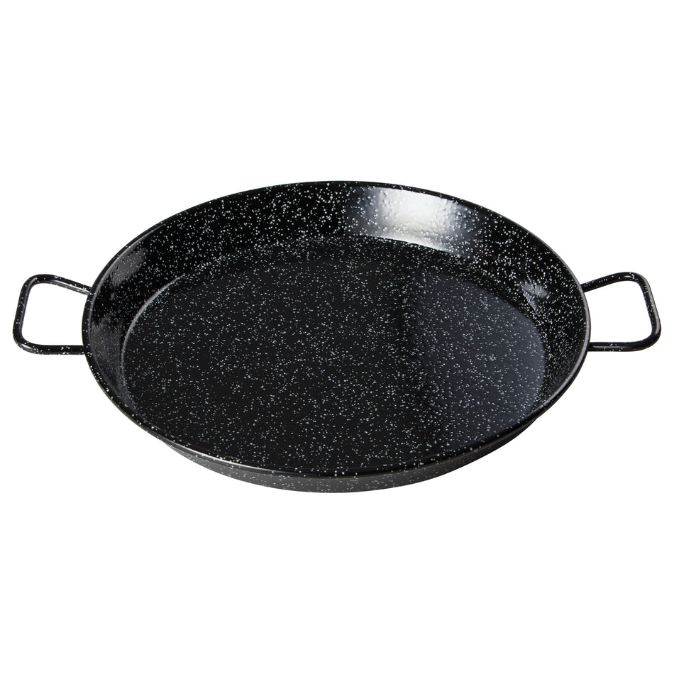 Winco CSPP-23E 23-5/8 Inch Diameter Round Paella Pan with Dual Handles Enameled Carbon Steel
