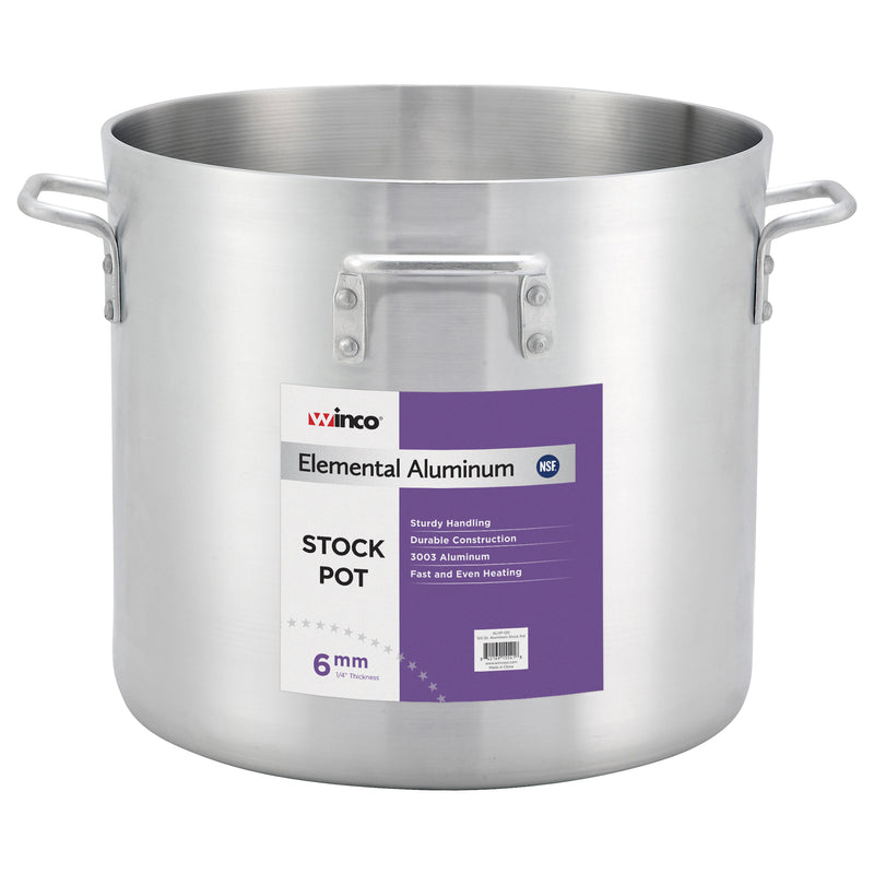 Winco ALHP-120 120 Quart Stock Pot With 4 Handles 6mm Aluminum