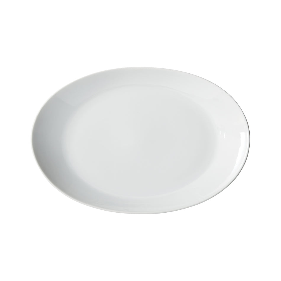 Winco OKP-11PL Brechia Coupe Oval Platter, 11"L, White Porcelain, 12 Pieces/Case