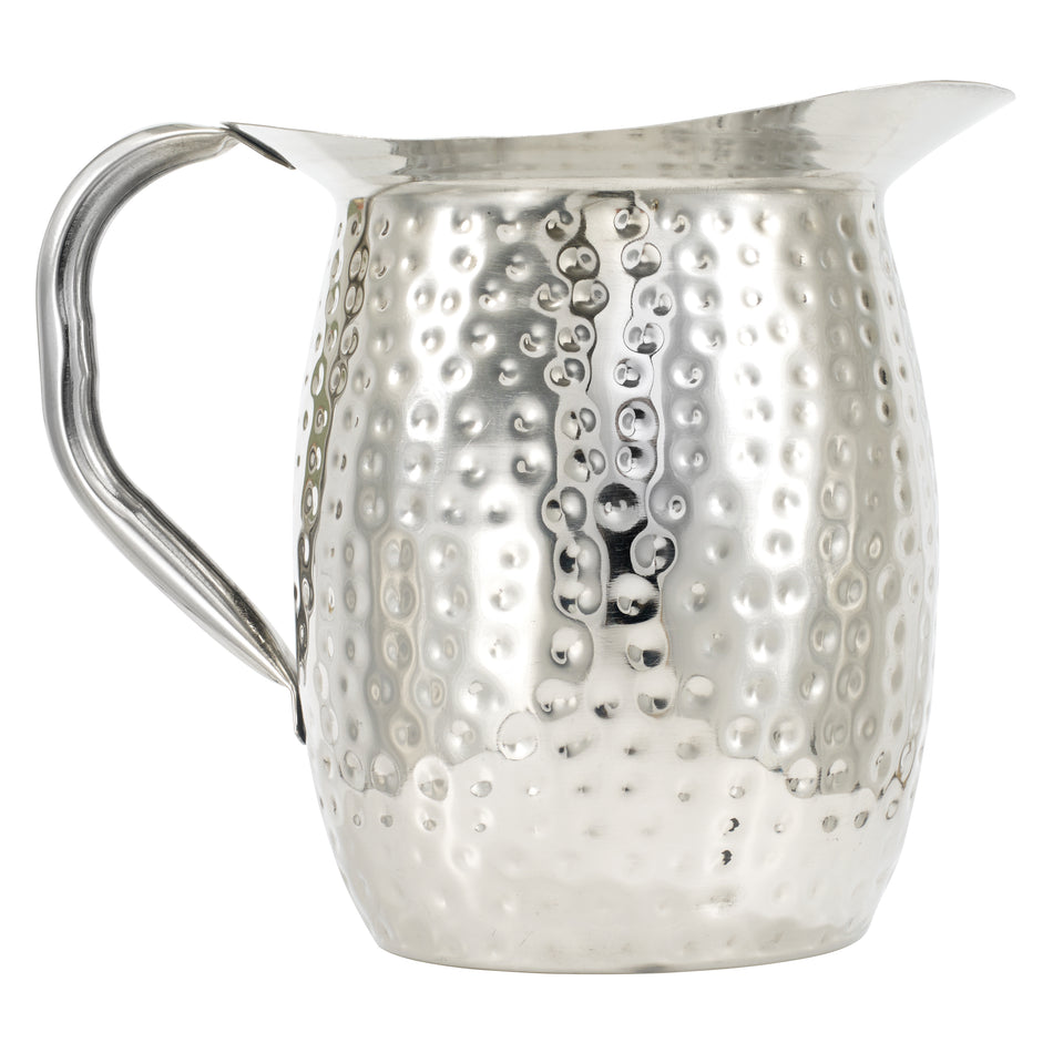 Winco WPB-3CH 3 Qt Hammered S/S Bell Pitcher with Ice Guard