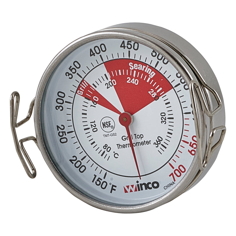Winco TMT-GS2 Grill Surface Thermometer 150 to 700 F Dial Face with Pot Clip