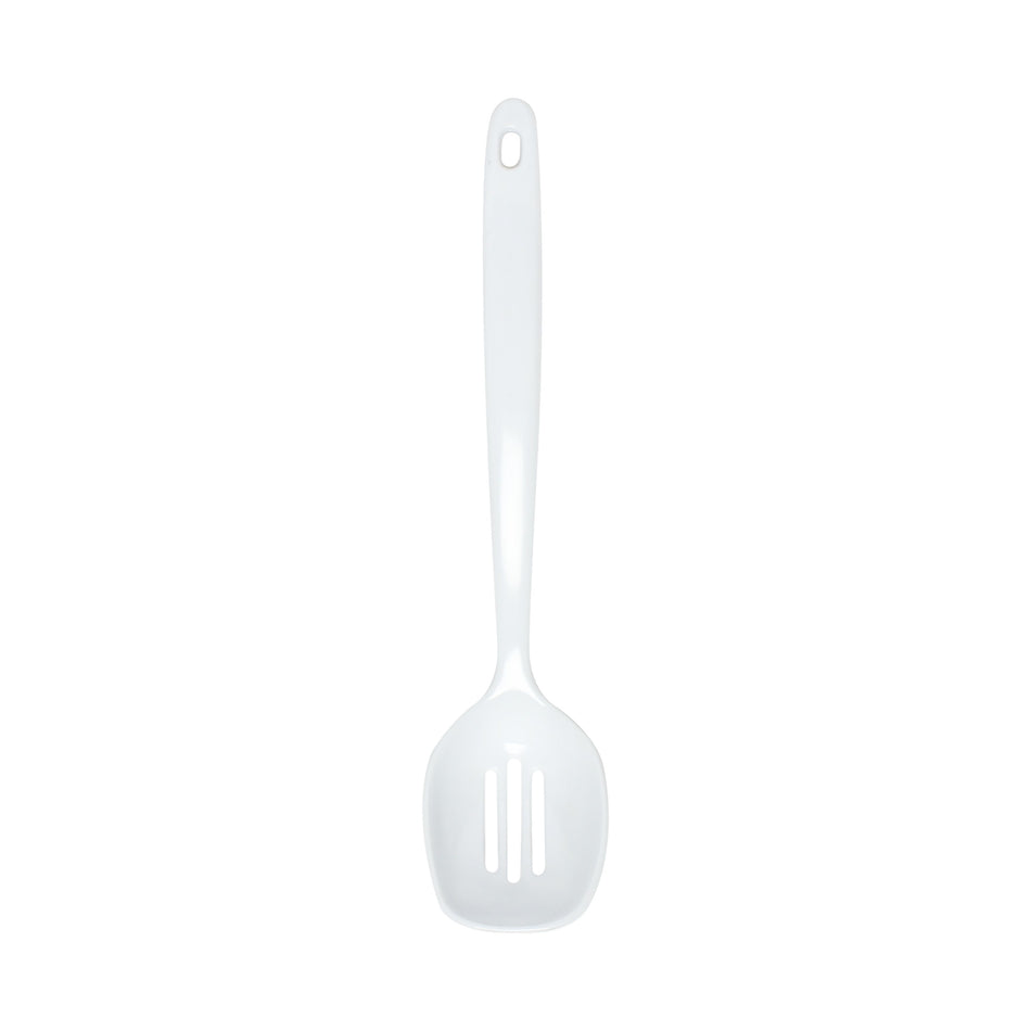 12 Pack 12" x 2-5/8", Slotted Spoon, White Color, Melamine, BPA Free, Dishwasher Safe, Break-Resistant, Shatter-Resistant, No Microwave, No Oven