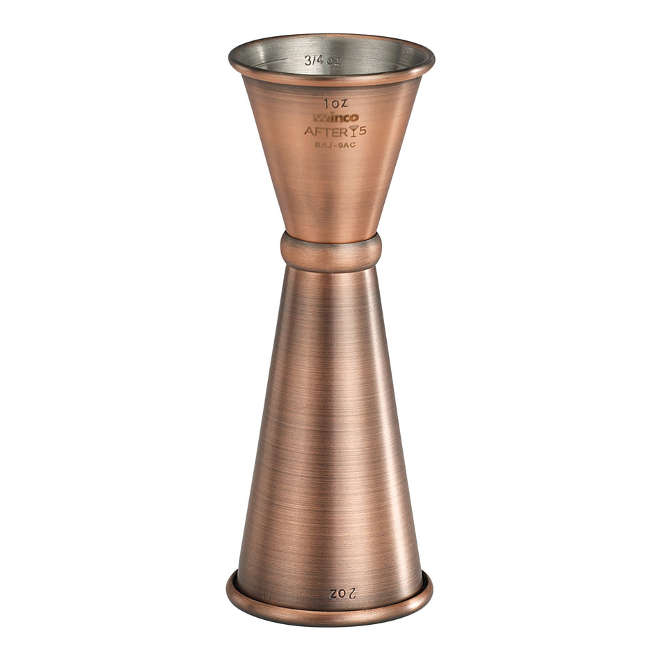 Winco BAJ-9AC 1 oz to 2 oz Jigger with Inner Marking Lines Antique Copper Finish Stainless Steel
