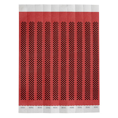 Winco WB-CHECKER Bar Maid Waterproof Tear-Free Wristbands - Checkerboard (Red/Black) (500 Pieces/Pack)