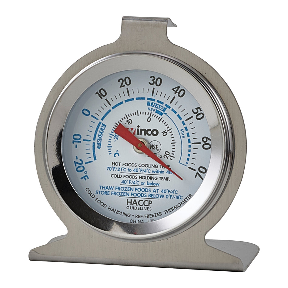 Winco TMT-RF2 2-Inch Dial Refrigerator Freezer Thermometer with Hook - NSF