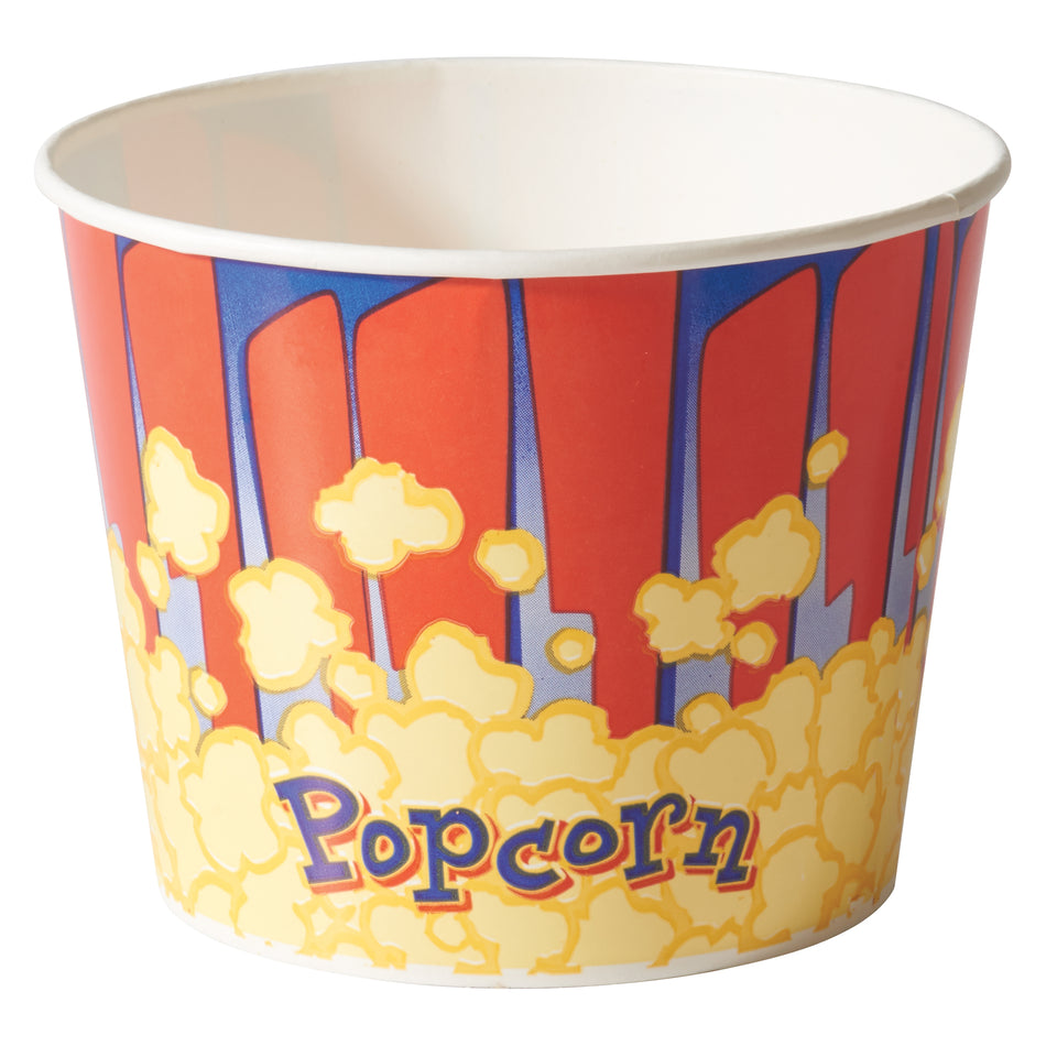 Winco 41485CS 85 Oz Benchmark Popcorn Tub with 7 Inch Top Diameter - 300 Packs
