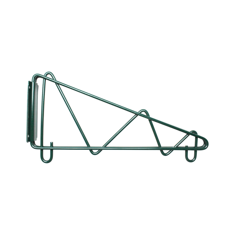 14" x 2-5/8" x 7-3/4", Direct Wall Bracket, Single Shelf Support, Green Epoxy Coated Iron Wire, 5 Years Limited Warranty, NSF