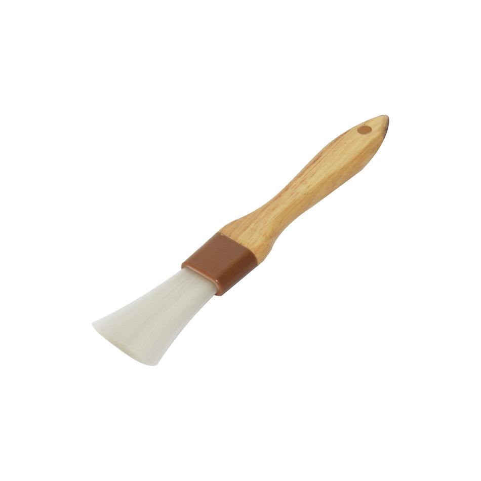 1" Flat Head, 8-1/4" x 1" x 1/2" Nylon Bristles Pastry Brush Bounded by Brown Plastic Ferrule, Nylon Bristles with Wooden Handle