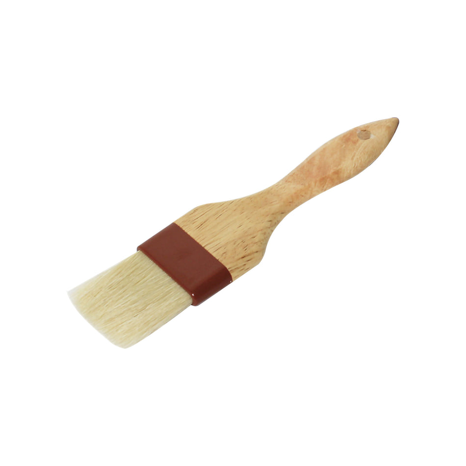 2" Flat Head, 8-1/2" x 2" x 1/2" Sterilized and Bleached Boar Bristle Pastry Brush Bounded by Brown Plastic Ferrule, Boar Bristles with Wooden Handle
