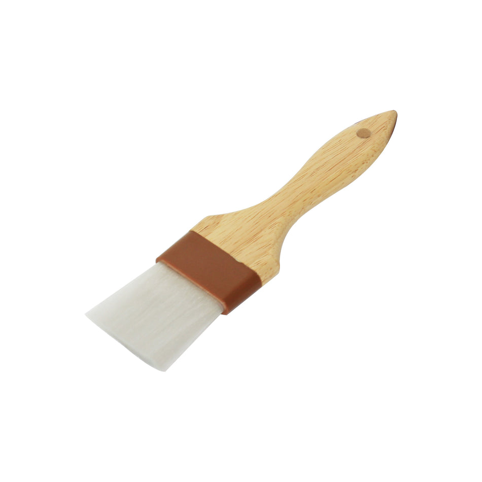 2" Flat Head, 8-1/2" x 2" x 1/2" Nylon Bristles Pastry Brush Bounded by Brown Plastic Ferrule, Nylon Bristles with Wooden Handle
