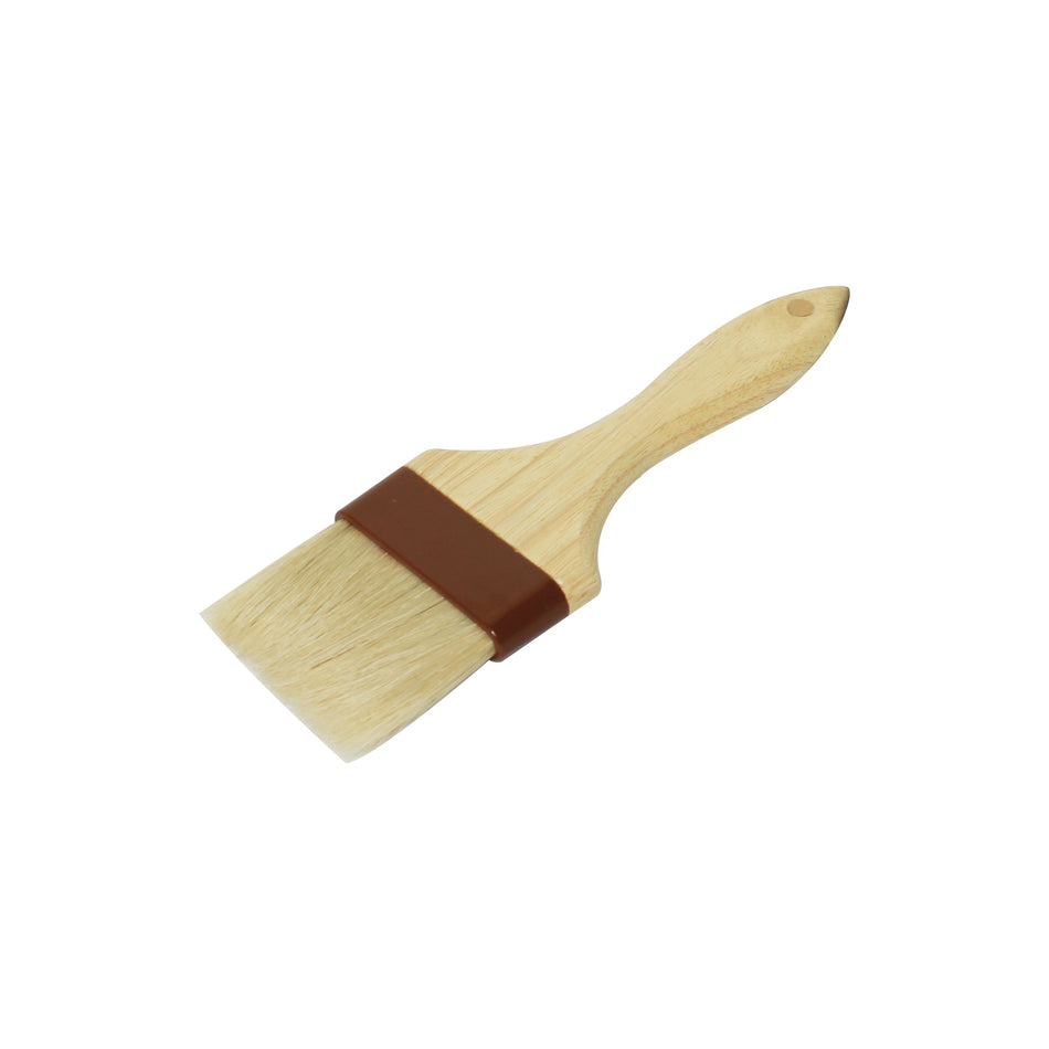 3" Flat Head, 9-7/8" x 3" x 5/8" Sterilized and Bleached Boar Bristle Pastry Brush Bounded by Brown Plastic Ferrule, Boar Bristles with Wooden Handle