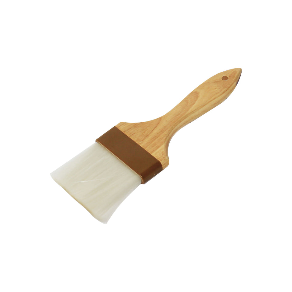 3" Flat Head, 9-7/8" x 3" x 5/8" Nylon Bristles Pastry Brush Bounded by Brown Plastic Ferrule, Nylon Bristles with Wooden Handle