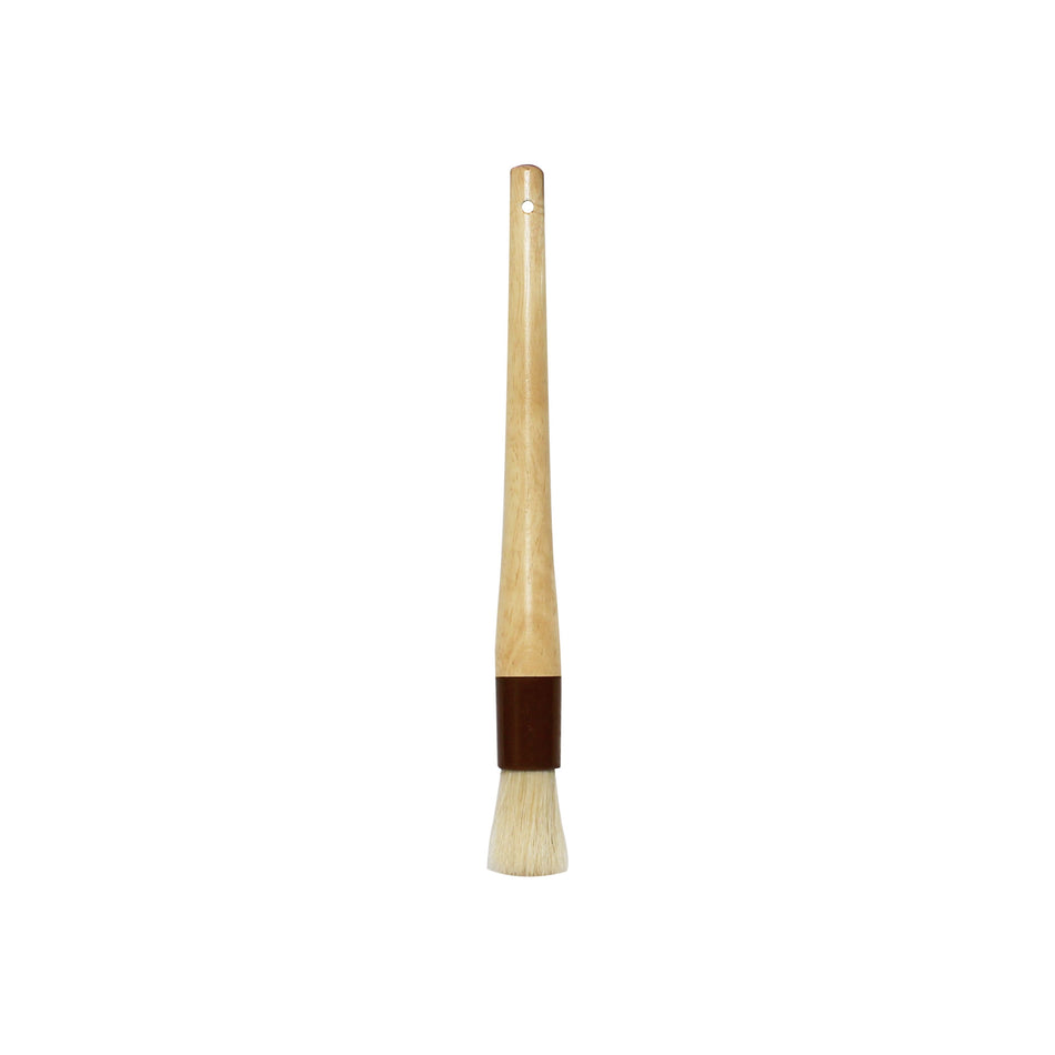 1" Round Head, 12-1/8" x 1" x 1/2" Sterilized and Bleached Boar Bristle Pastry Brush Bounded by Brown Plastic Ferrule, Boar Bristles with Wooden Handle
