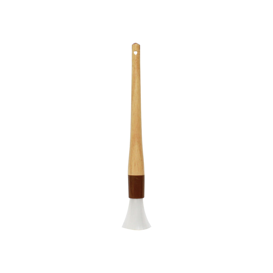 1" Round Head, 12-1/8" x 1" x 1/2" Nylon Bristles Pastry Brush Bounded by Brown Plastic Ferrule, Nylon Bristles with Wooden Handle