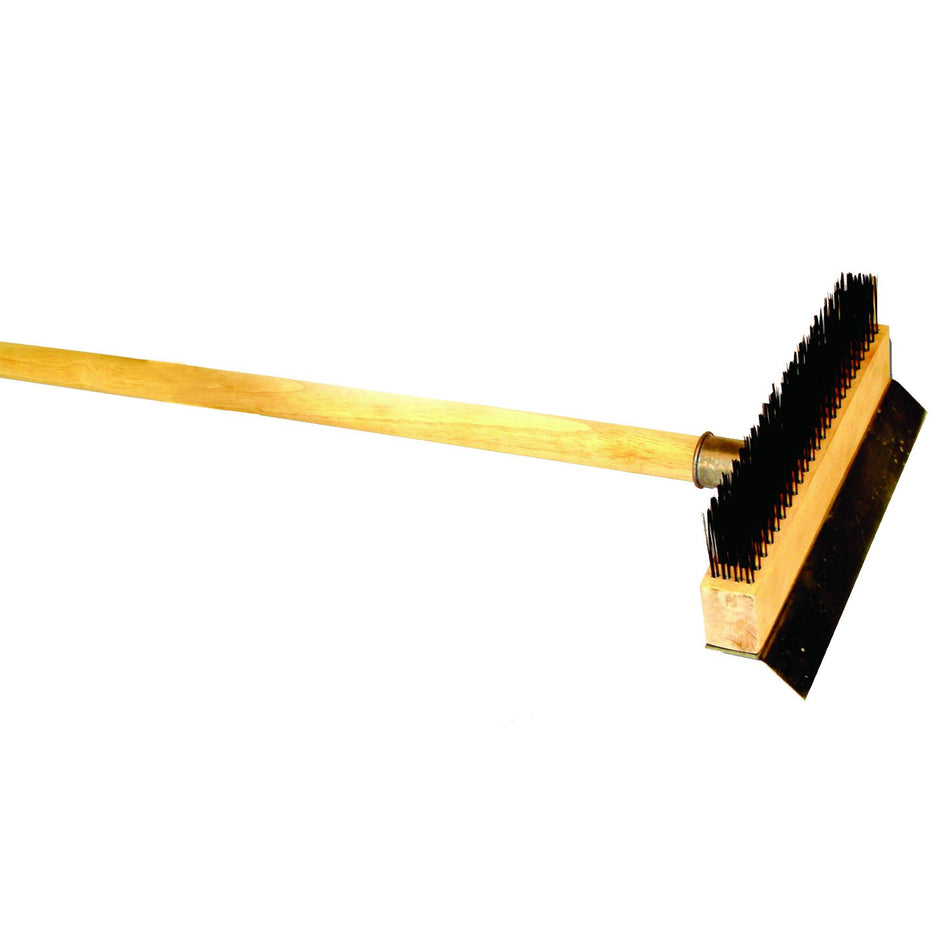 Thunder Group WDPB037 37 Inch Pizza Oven Brush with Scraper Wire Bristles Wood Handle