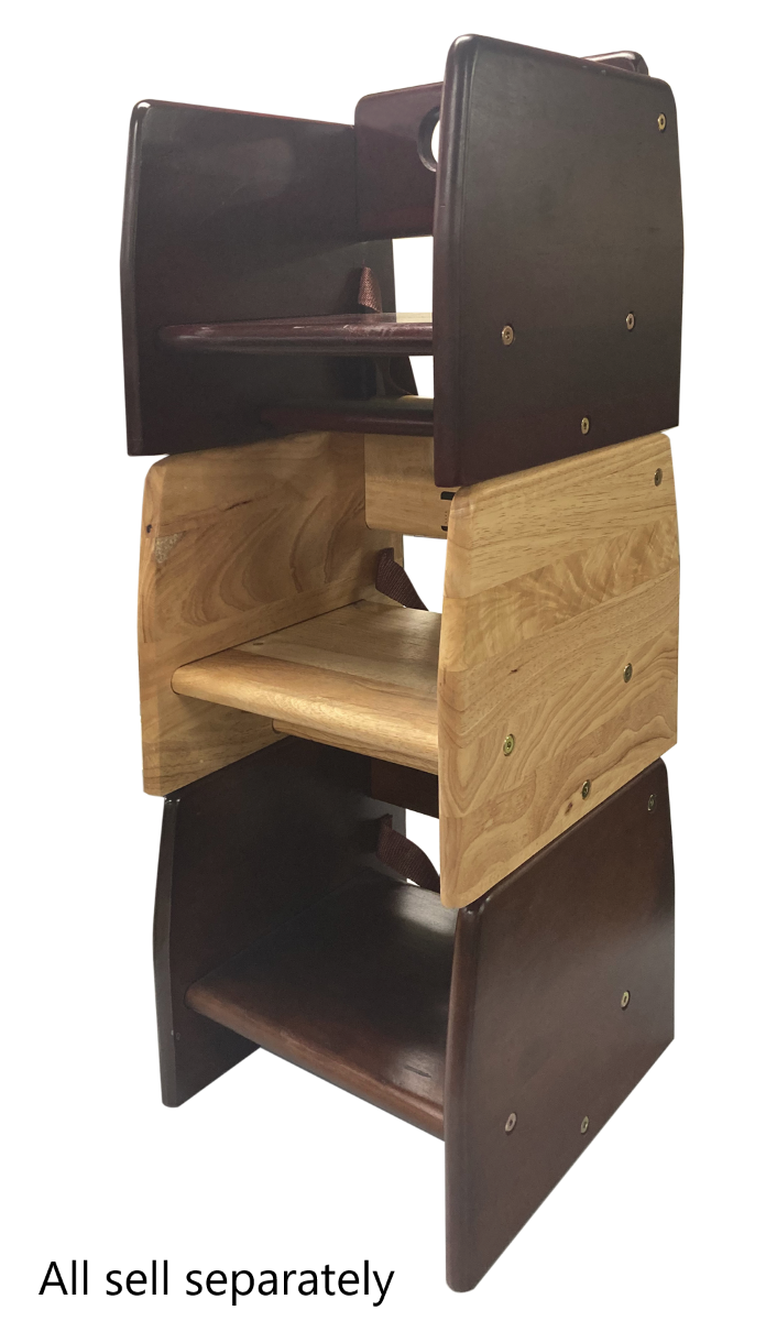 MAHOGANY WOOD STACKING BOOSTER SEAT, K/D, ASTM COMPLIANCE