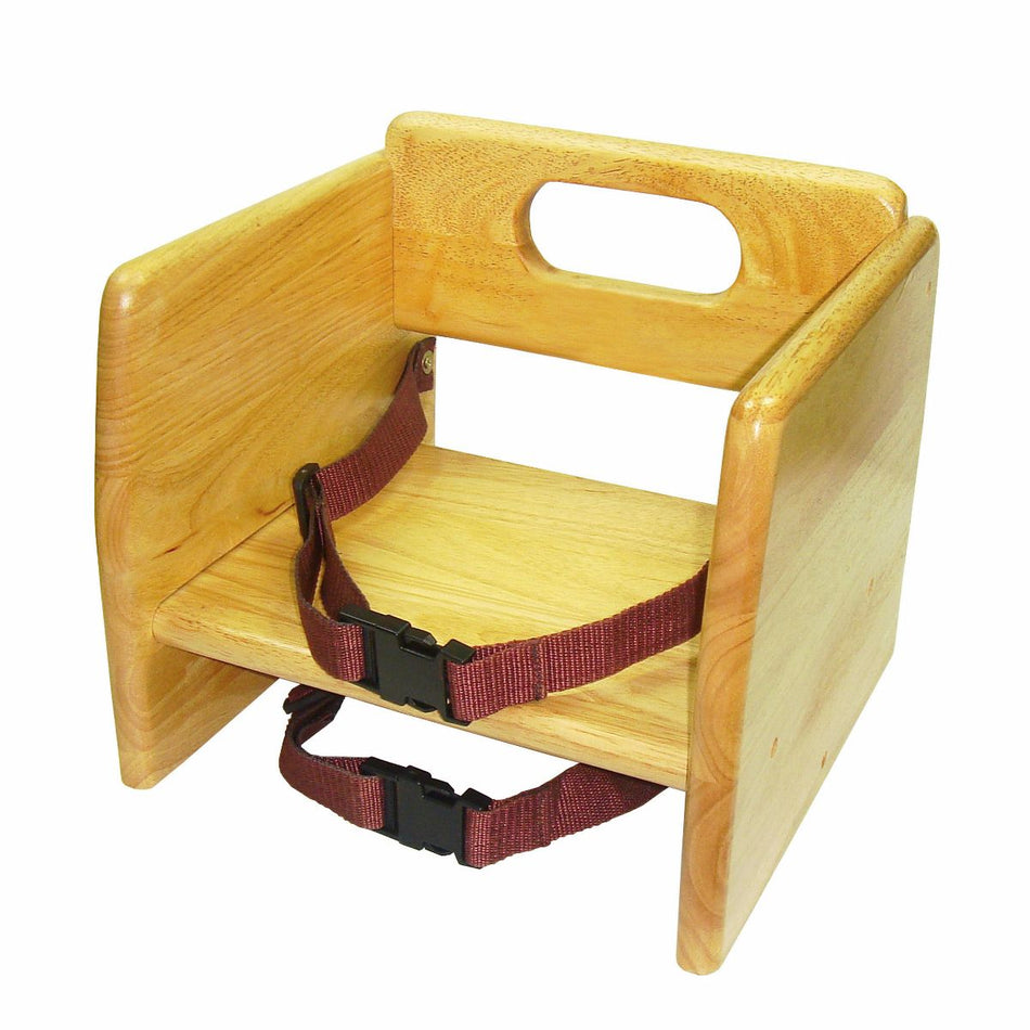 NATURAL WOOD STACKING BOOSTER SEAT, K/D, ASTM COMPLIANCE