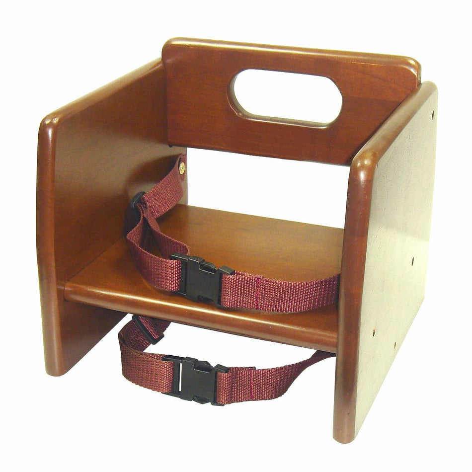 WALNUT WOOD STACKING BOOSTER SEAT, K/D, ASTM COMPLIANCE