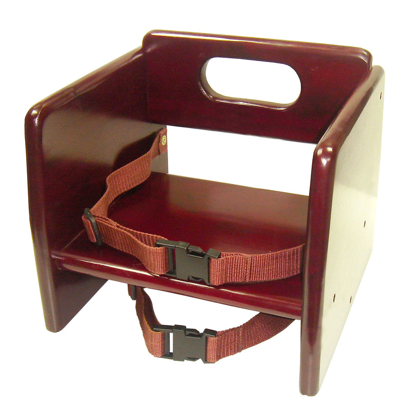 Thunder Group WDTHBS020 12 Inch Flippable Booster Seat Wood Mahogany Finish with Safety Harness