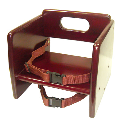 Thunder Group WDTHBS020 12 Inch Flippable Booster Seat Wood Mahogany Finish with Safety Harness