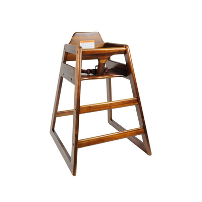 Thunder Group WDTHHC019A 20 Inch High Chair with Safety Harness Straps Walnut Finish Wood
