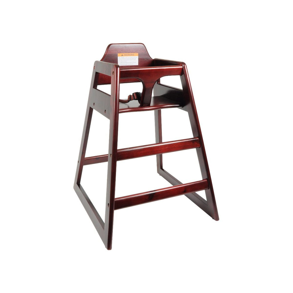 20" x 22-5/6" x 29-1/2", Mahogany Wood Finished, Children High Chair, Wood, Knock-Down Package, ASTM F404-18a Certified