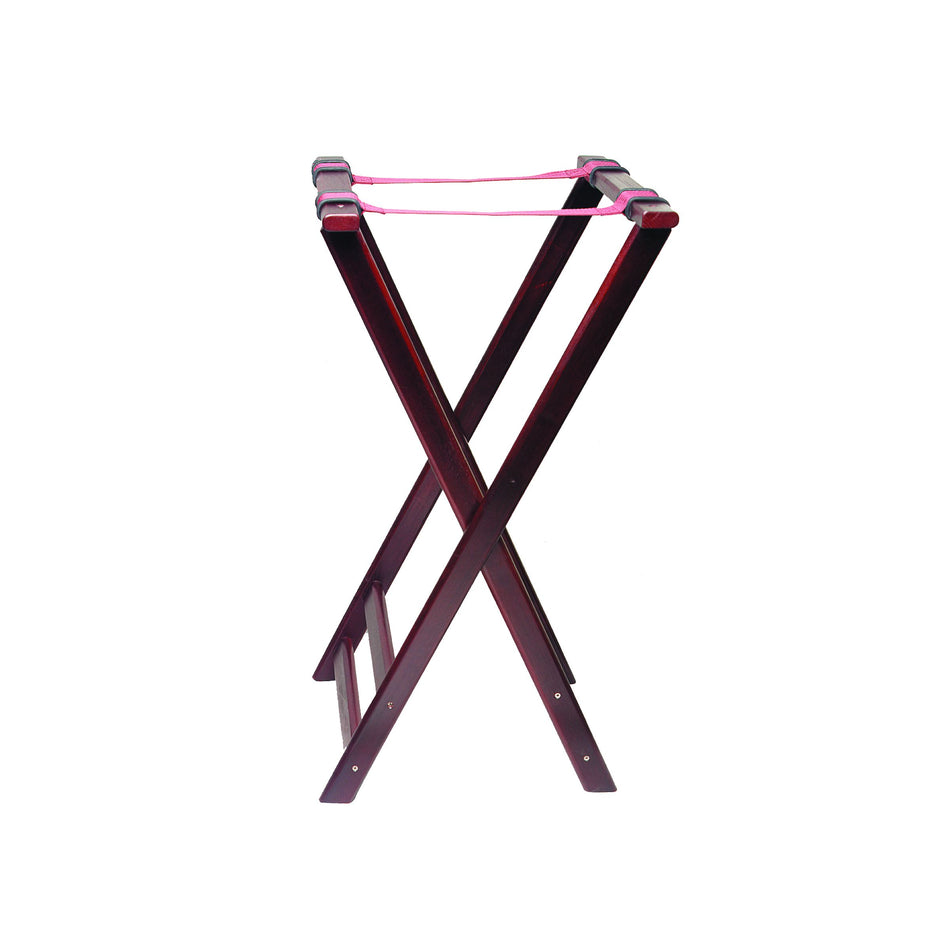 17-5/9" x 17" x 33-1/2", Double Bar Wooden Tray Stand, Mahogany Color, Acacia Wood